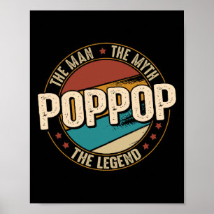 Poster Poppop Man Myth Légende Drôle Fête des pères Poppo