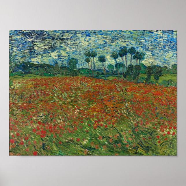 Poster Poppy field by Vincent van Gogh Fine Art (Devant)