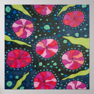 Poster Pops cosmiques roses et bleues