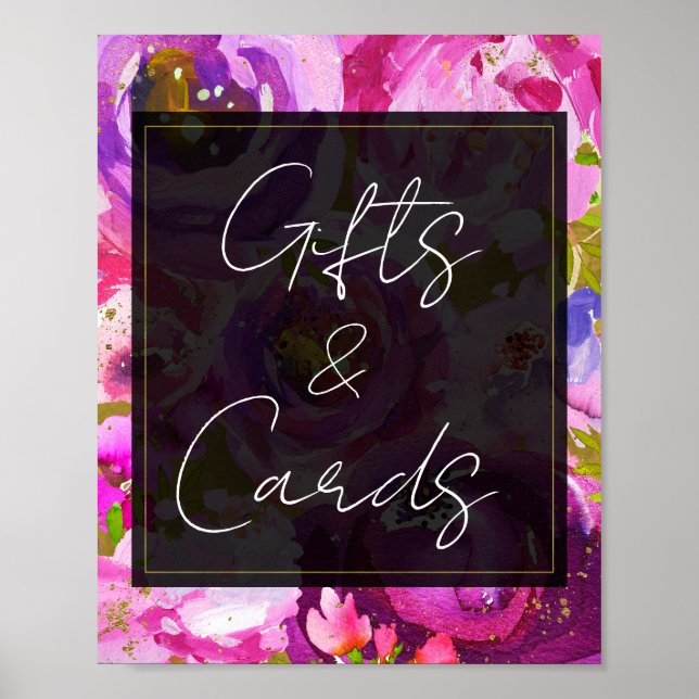 Poster Pops de rose violet violet Vibrant Cartes-cadeaux  (Devant)
