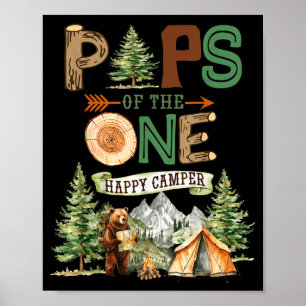 Poster Pops du joyeux campeur 1er anniversaire camping 