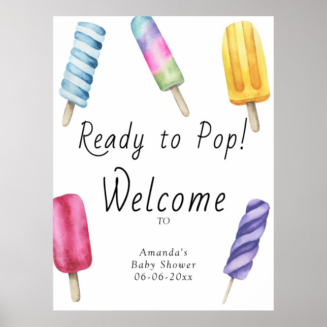 Poster Popsicle Welcome baby shower de la carte en mousse (Devant)