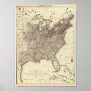 Poster Population 1860 des USA