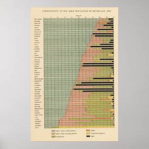 Poster Population masculine 1900 de 45 constituants