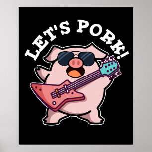 Poster Porc Drôle Rocher et Roulette Pig Pun Dark BG