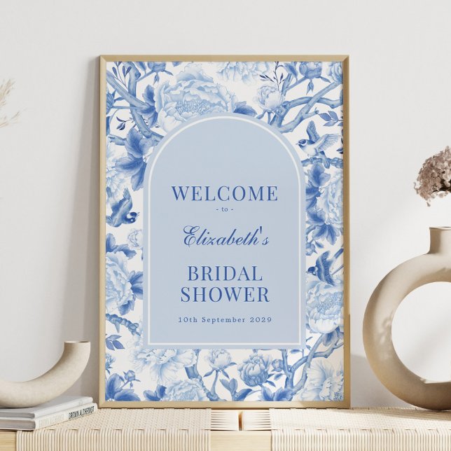 Poster Porcelaine bleue Chinoiserie Fête des mariées Bien (Créateur téléchargé)