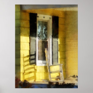 Poster Porch - Long Afternoon Shadow of Rocking Chair
