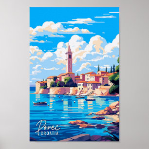 Poster Porec Croatia Illustration Art vintage voyage