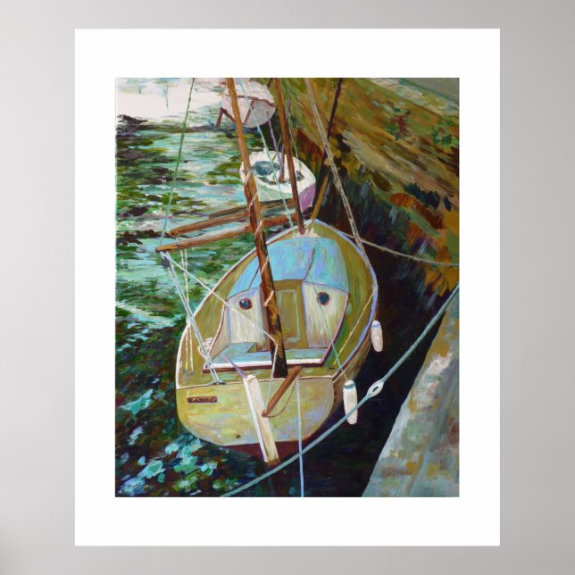 Poster port d'Audierne à marée basse (Devant)