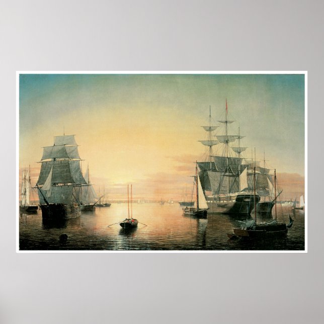 Poster Port de Boston, 1850-1855 (Devant)
