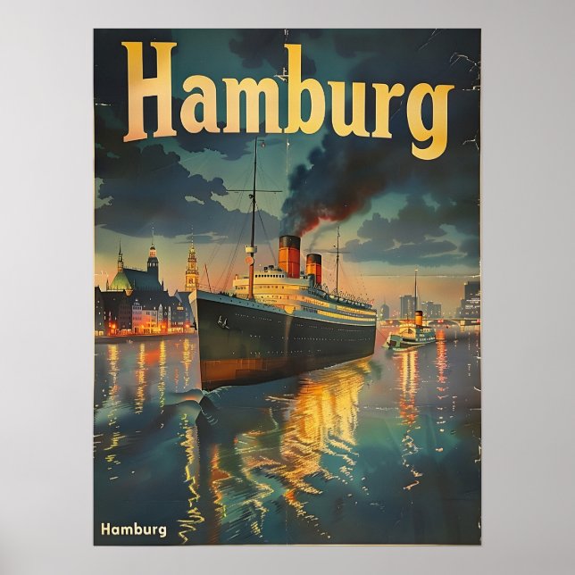 Poster Port de Hambourg Vintage (Devant)