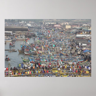 Poster Port de la ville esclave Elmina, Ghana, Afrique de