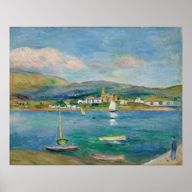 Poster Port de peche, Vue de Fontarabie depuis Hendaye (Devant)