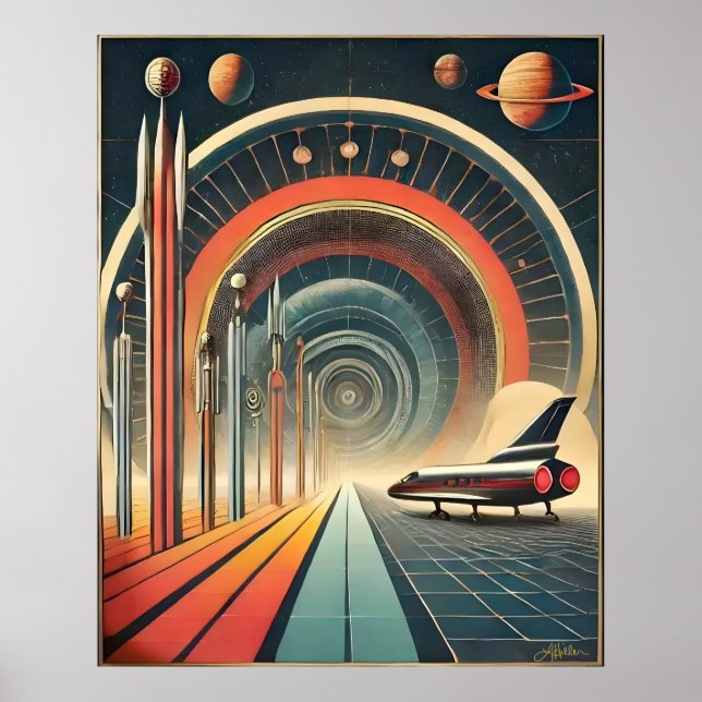 Poster Port de trou de ver du milieu du siècle (Devant)