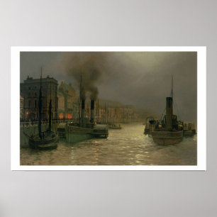 Poster Port de Whitby - nuit, 1899 (huile sur la toile)