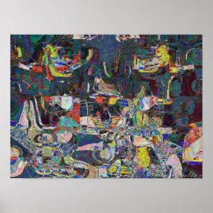 Poster Port d'Héraklion en style Hundertwasser abstrait