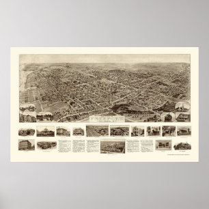 Poster Port franc, carte panoramique de NY - 1909