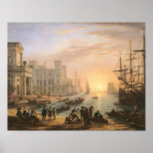 Poster Port maritime au coucher du soleil, 1639