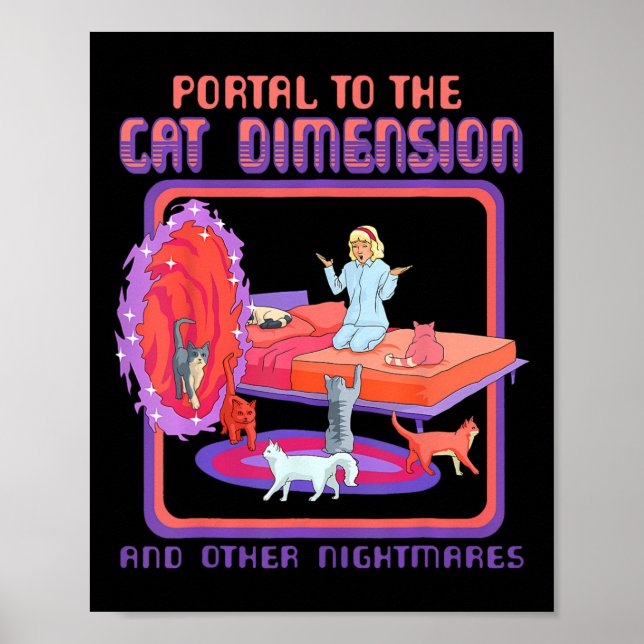 Poster Portail À La Dimension Chat Drôle Chat Chat Chaton (Devant)