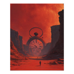 Poster Portail Horloge Désert Rouge Art Surréaliste Fanta