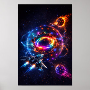 Poster Portail spatial futuriste avec vaisseau spatial de