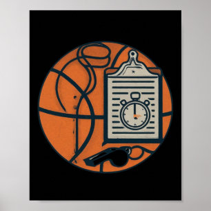Poster Porte - bloc de sifflet de l'entraîneur de basket-