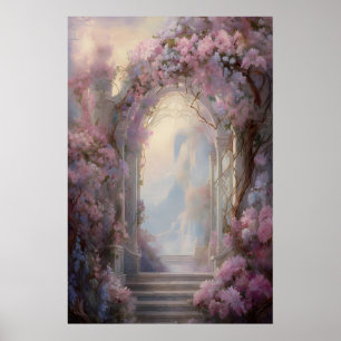 Poster Porte de Fleurs Enchantée Mur de Jardin Éthéré