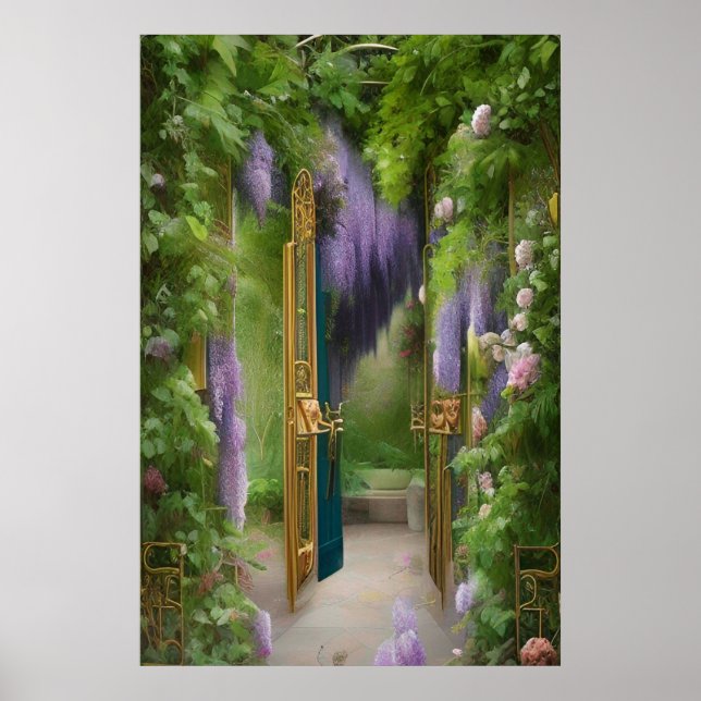 Poster Porte de jardin et Wisteria (Devant)