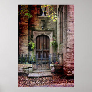 Poster Porte de la maison en pierre