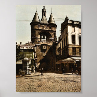 Poster Porte de l'horloge, Bordeaux, France vintage Photo
