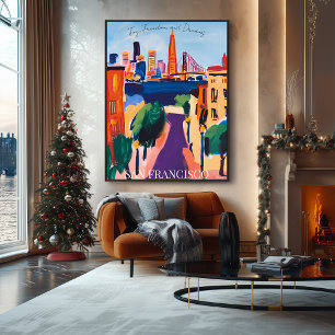 Poster Porte d'or de San Francisco et rues de Fauvist