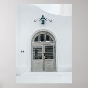 POSTER PORTE EN BOIS GRIS FERMÉE SOUS LA LUMIÈRE NOIRE