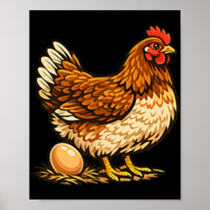 Poster Porte-poulet à motif de poulet avec œuf Ferme de p