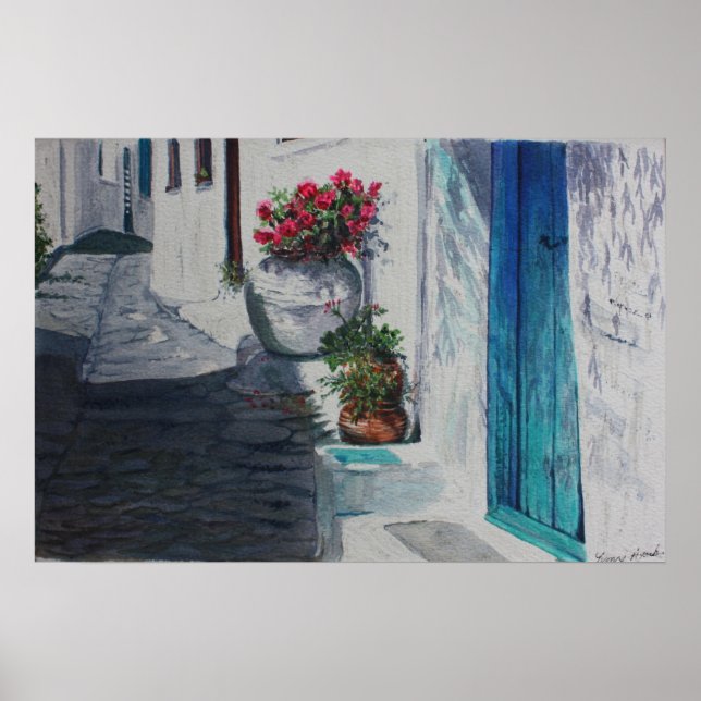 Poster Porte turquoise (Devant)