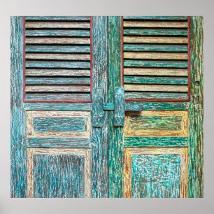 Poster porte vintage en bois