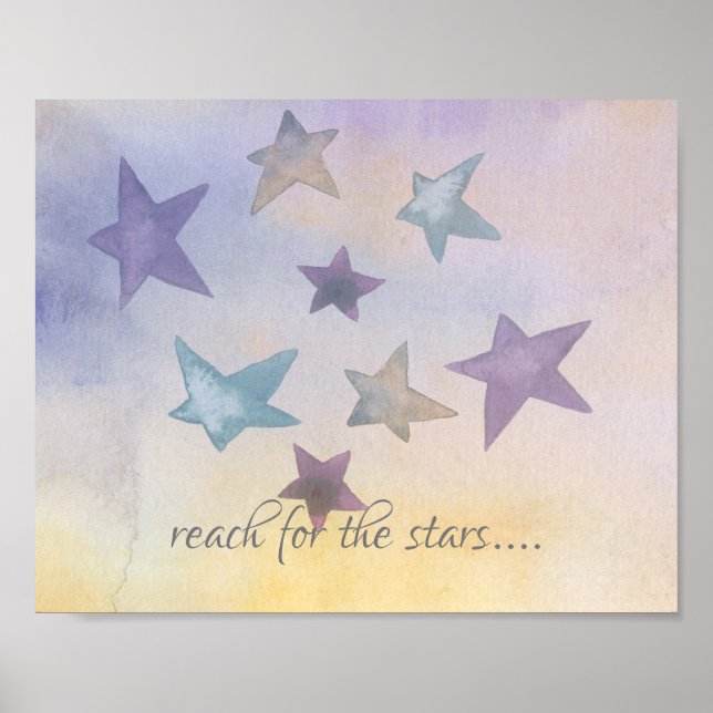 Poster portée pour les étoiles couleur pastel aquarelle d (Devant)