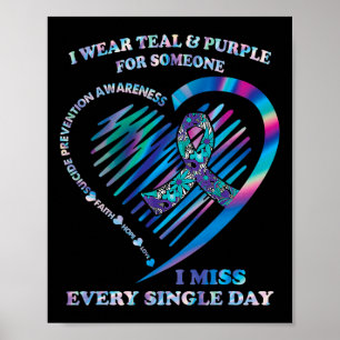Poster Porter Turquoise Et Violet Coeur Prévention Suicid
