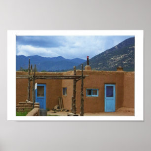 Poster Portes bleues du pueblo 2 de Taos