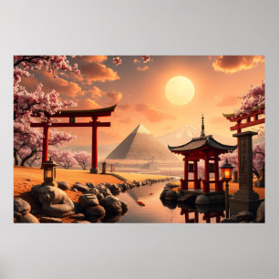 Poster Portes de Torii et Pyramides