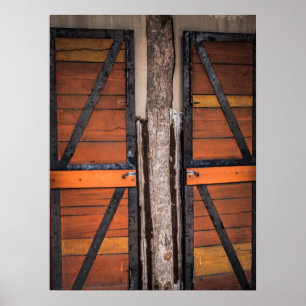 Poster Portes en bois rustique avec centre de tronc d'arb
