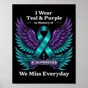 Poster Portez du sarcelle et du violet en mémoire d'un êt