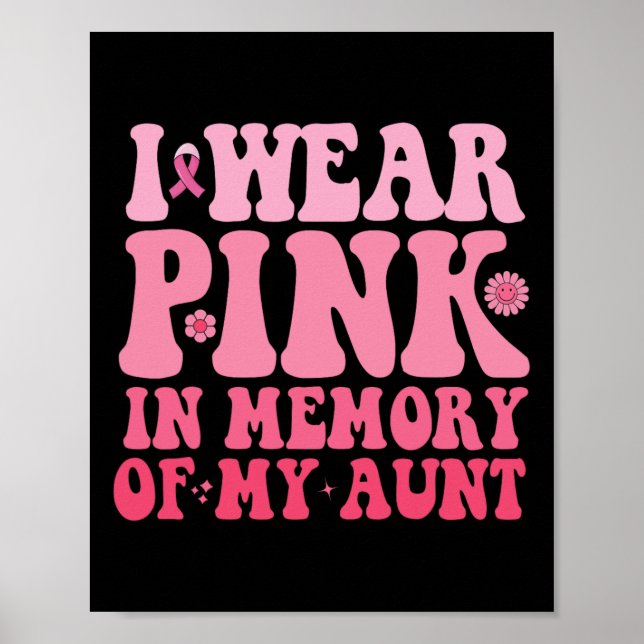 Poster Portez Le Rose En Mémoire De Ma Tante Tante Cancer (Devant)