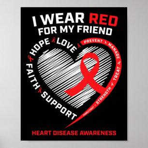 Poster Portez Le Rouge Pour Mon Ami Maladie Cardiaque Sen
