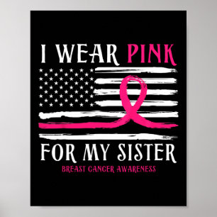 Poster Portez Rose Pour Mon Ruban Contre Le Cancer Du Sei