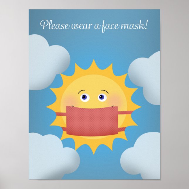 Poster Portez un joli panneau Soleil Masque Visage (Devant)