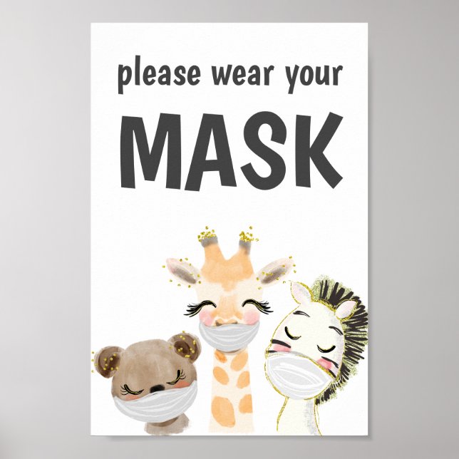 Poster Portez Un Panneau Masque, Un Masque Requis, Des An (Devant)