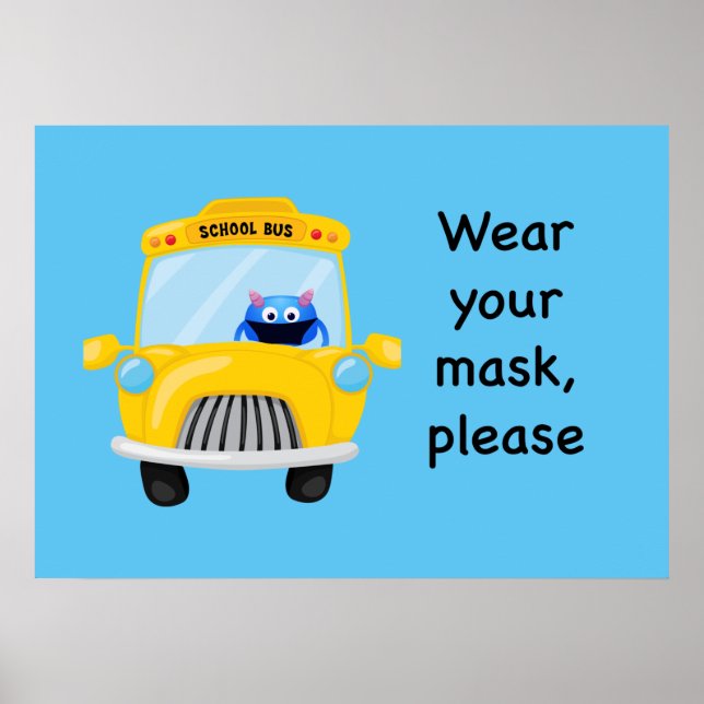 Poster Portez votre masque S'il vous plaît Monster sur le (Devant)