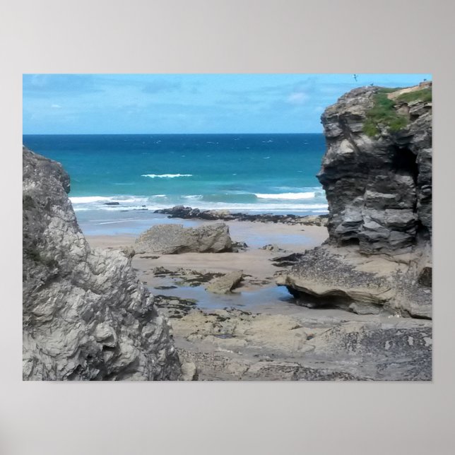 Poster Porth Beach Newquay Cornwall Photographie (Devant)