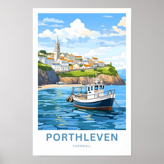 Poster Porthleven Cornwall Travel Imprimer (Devant)