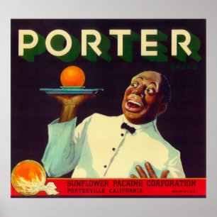 Poster Portier LabelPorterville orange, CA